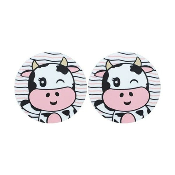 Suport pentru Pahar, Vivimall, Model Vacuta, din PVC, 10 cm, Rezistent la Caldura, Alb/Negru - vivimall.ro