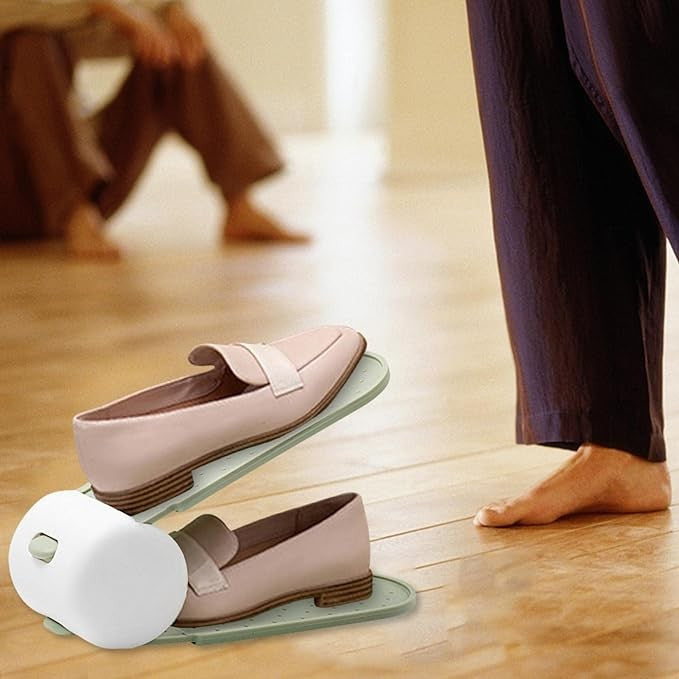 Suport pentru Pantofi, Vivimall, cu Două Straturi, Organizator, Antiderapant și Durabil, Inălțime Reglabilă, 28x18x11 cm, Verde, 150 g - vivimall.ro