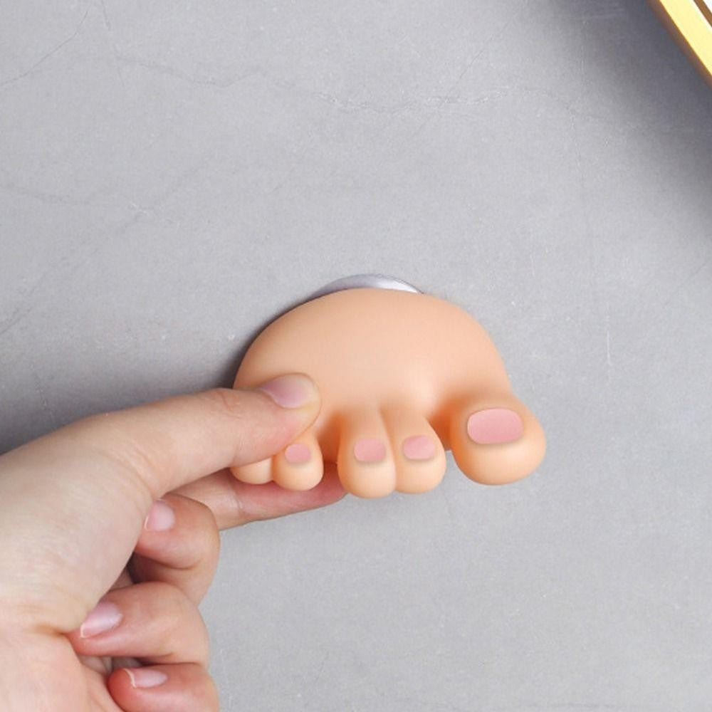 Suport de Baie, Vivimall, Multifunctional, pentru Periute/Cabluri, din PVC, cu Ventuza, Model Picior, 4 x 6.5 cm, Crem - vivimall.ro