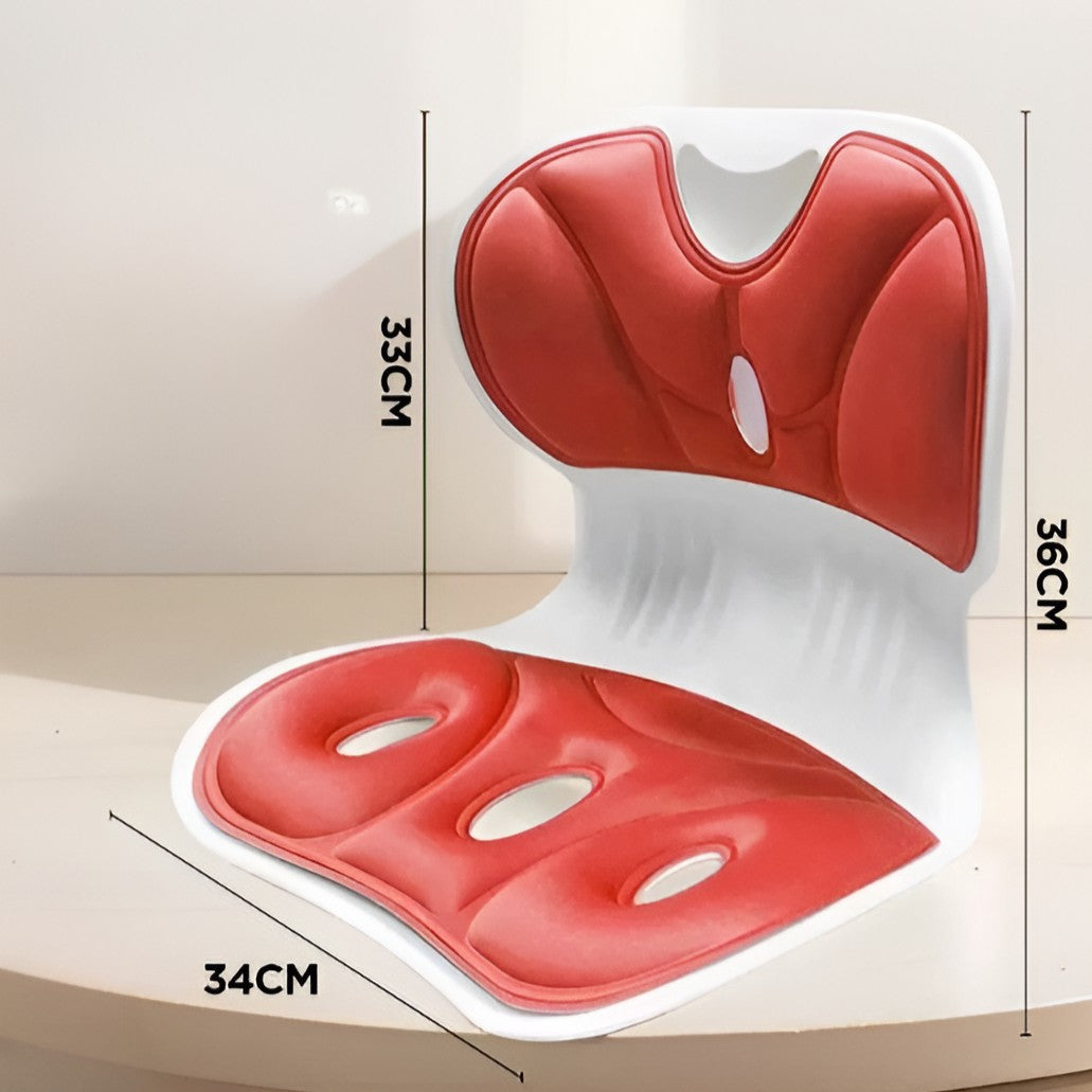 Suport pentru Scaun, Vivimall, pentru Corectarea Posturii, Portabil, Ergonomic, Ameliorare Durere, Respirabil, 36x34x33 cm, Marime L, Rosu - vivimall.ro