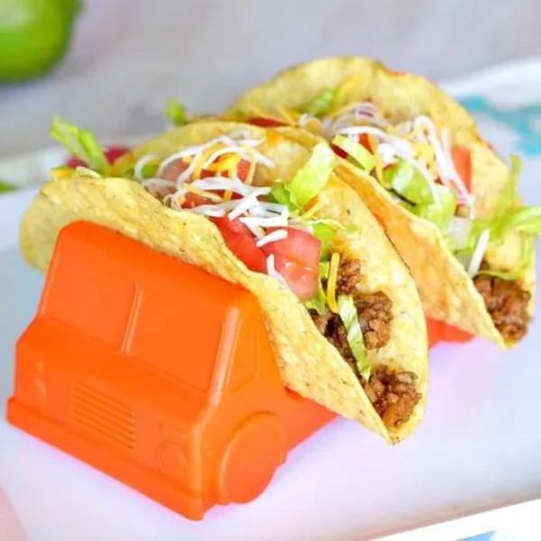 Suport pentru Taco, Vivimall, Model Autobuz, 14 x 7.5 x 6.5 cm, din PP, Portocaliu - vivimall.ro