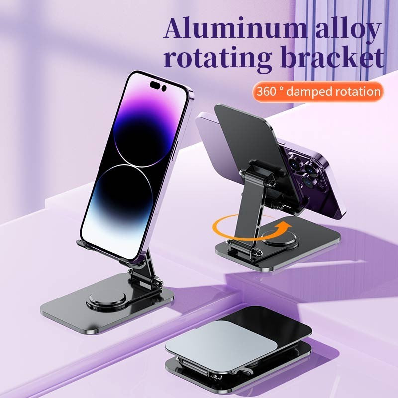 Suport telefon birou Vivimall space grey, unghi reglabil, vedere din lateral stânga