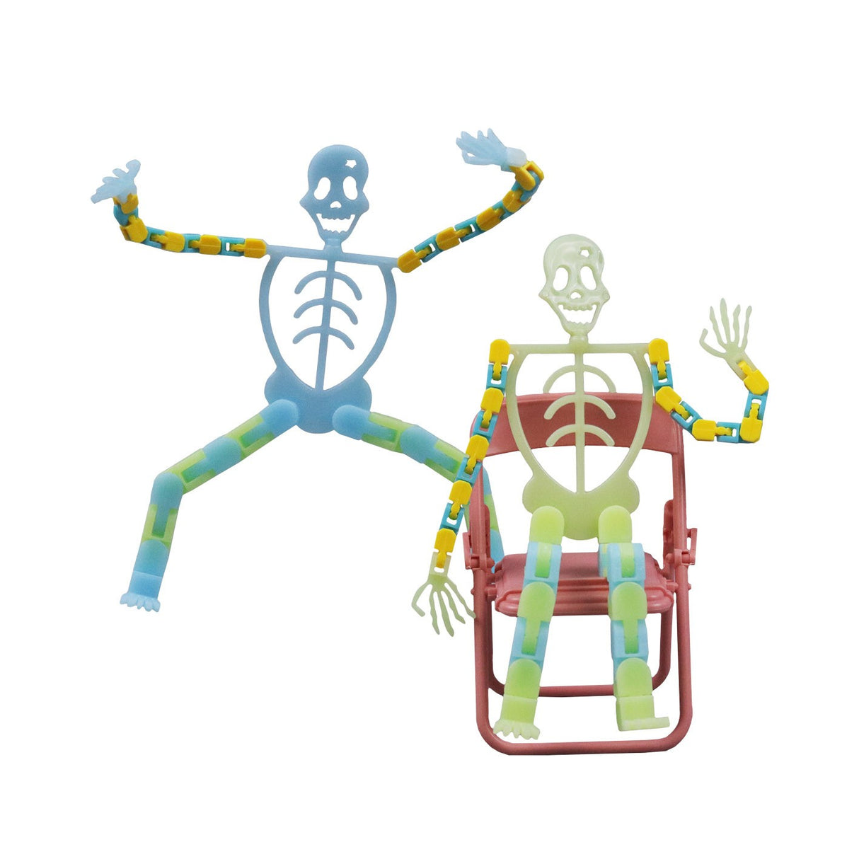 Suport pentru telefon mobil, jucarie de decompresie pentru adulti, tip schelet luminos de Halloween, verde, lungime 17 cm - vivimall.ro