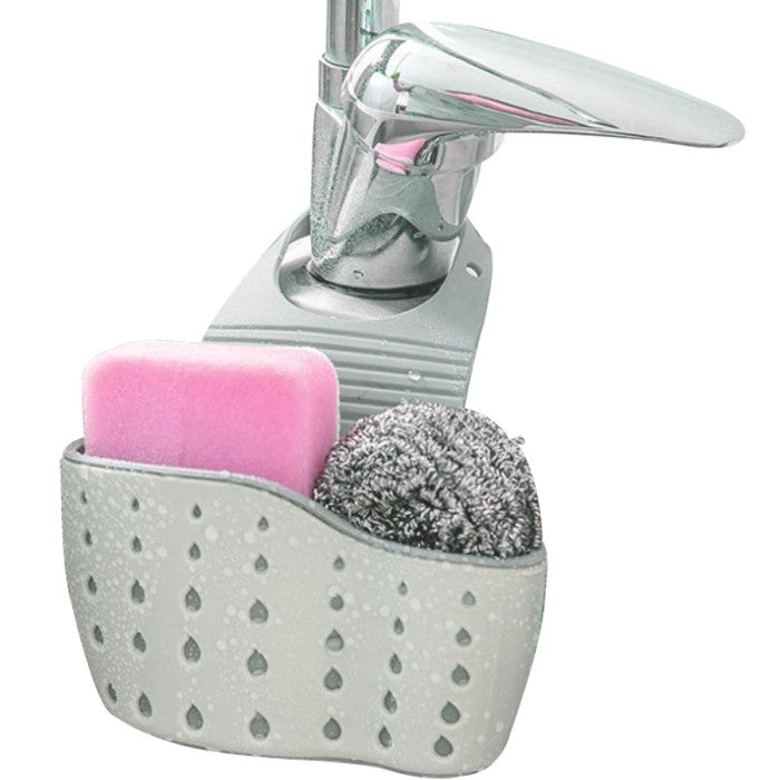 Suport Scurgere pentru Burete si Laveta de Vase Bucatarie, Flippy, Verde, Curea Reglabila, Plastic Flexibil, 15x 5x 21cm