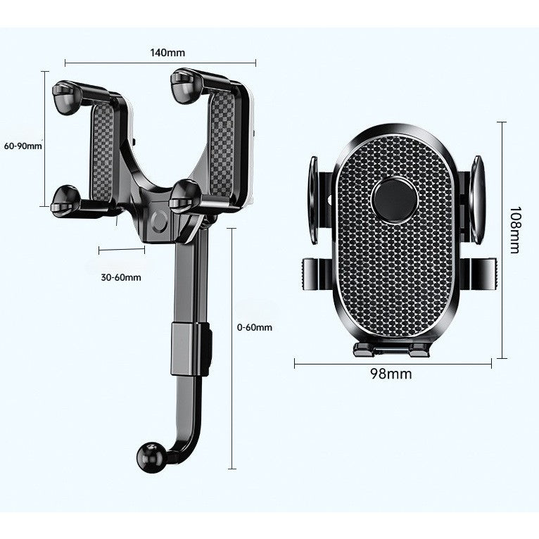 Suport Telefon Auto, Vivimall, Pentru Oglinda Retrovizoare, din ABS, Reglabil 360°, Negru - vivimall.ro