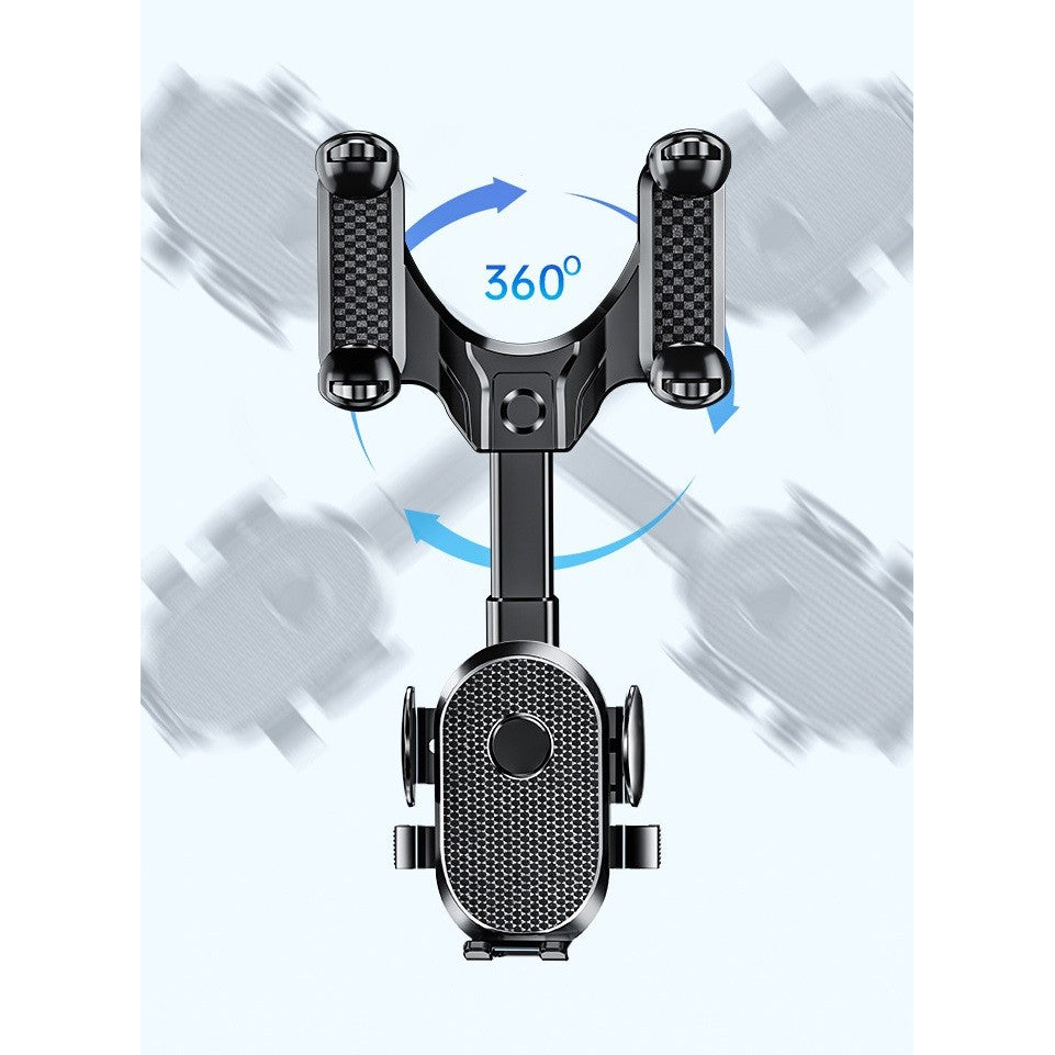 Suport Telefon Auto, Vivimall, Pentru Oglinda Retrovizoare, din ABS, Reglabil 360°, Negru - vivimall.ro