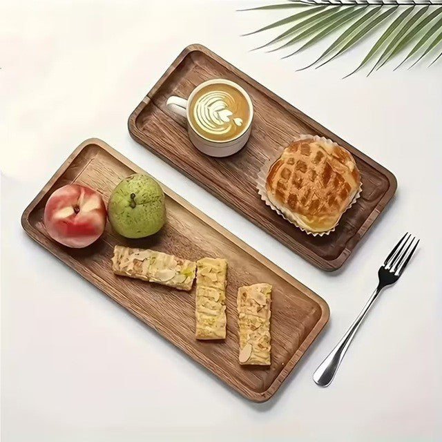 Tava din Lemn, Vivimall, Dreptunghiulara, pentru Alimente sau Decor, 30 x 20 x 1.5 cm, Natur - vivimall.ro