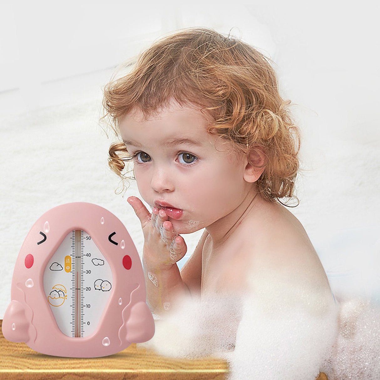 Termometru pentru Baie, Vivimall, Plutitor, Rezistent la apa, Multifunctional, Model Gaina, 10.5x10.5x2.5 cm, Roz - vivimall.ro