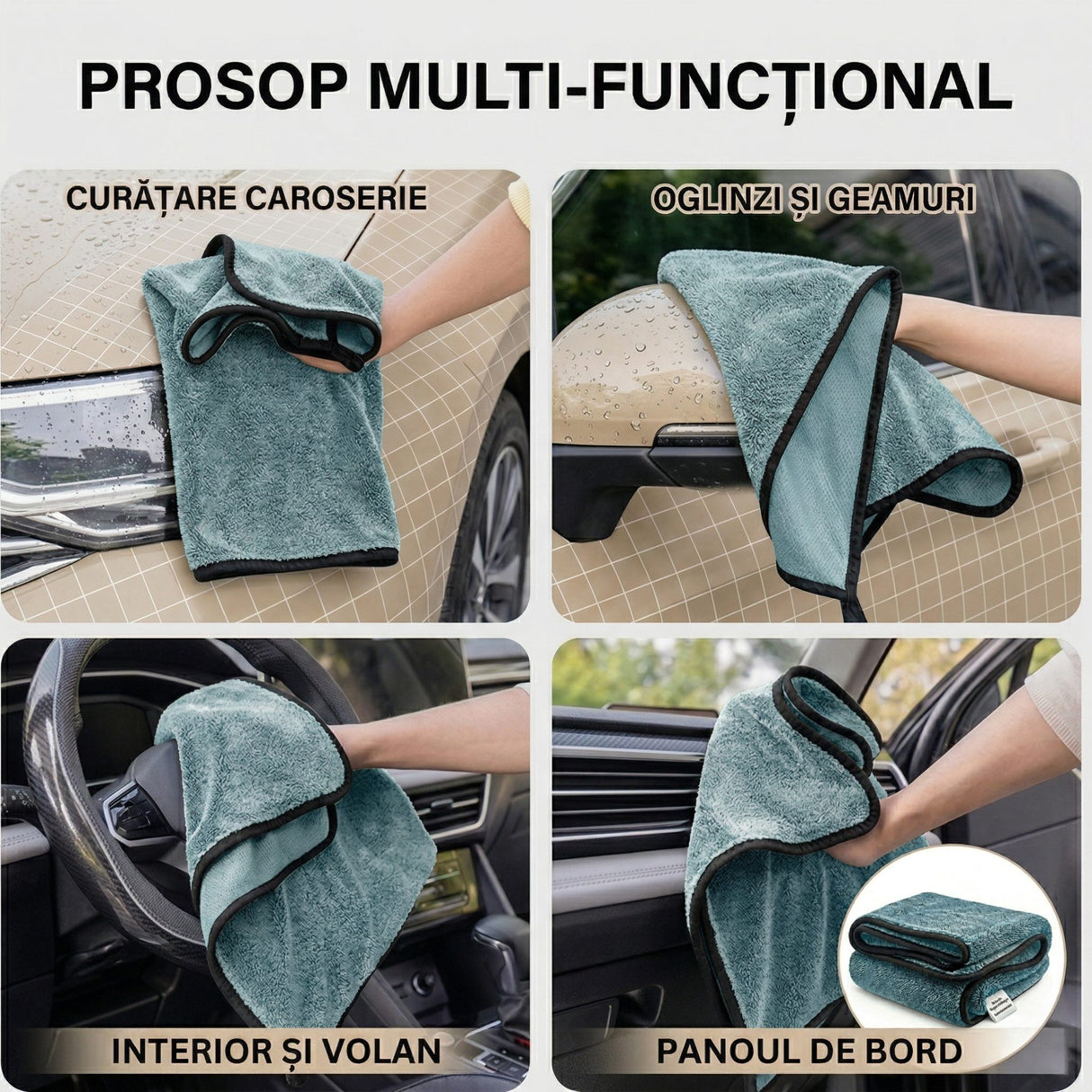 Prosop Flippy 90x70 cm utilizat pentru uscarea caroseriei auto, demonstrație absorbție