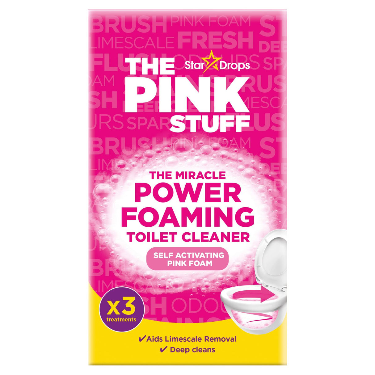 Pudra Spumanta pentru Curatare, THE PINK STUFF, Curatarea Vasului Toaleta, 3 x 100 g - vivimall.ro