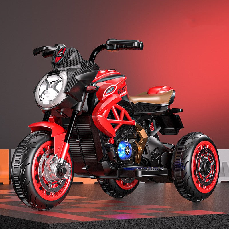 Tricicleta Electrica pentru Copii, Vivimall, cu 2 Acumulatoare 380*2, tip 6V7, Bluetooth, Sistem Anti-Rasturnare, Sistem de Lumini si Sunet, 6+ Ani, 95 x 58 x 45 cm, Rosu Negru - vivimall.ro