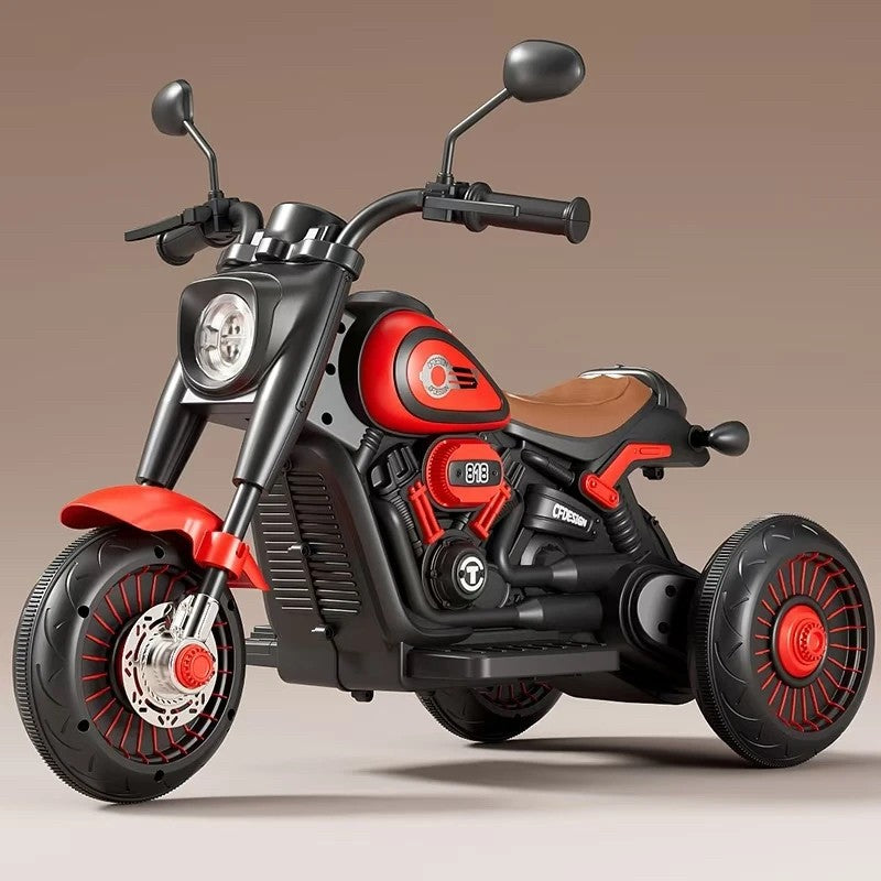 Tricicleta Electrica pentru Copii, Vivimall, Tricicleta DUAL-DRIVE 380*2 Baterie 6V 4.5, Bluetooth, Sistem Anti-Rasturnare, Sistem de Lumini si Sunet, 5+ Ani, 80 x 60 x 42 cm, Rosu Negru - vivimall.ro