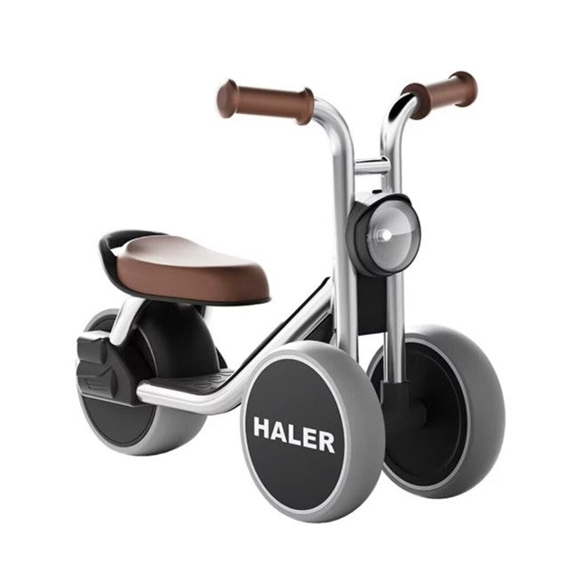 Tricicleta pentru Copii, Vivimall, Exercitiu de Echilibru, pentru 1-6 Ani, Lumina LED, Fara Pedale, din Plastic, Roti 7.8 cm, Greutate Portanta 50 kg, 43 x 58 x 35 cm, Gri - vivimall.ro