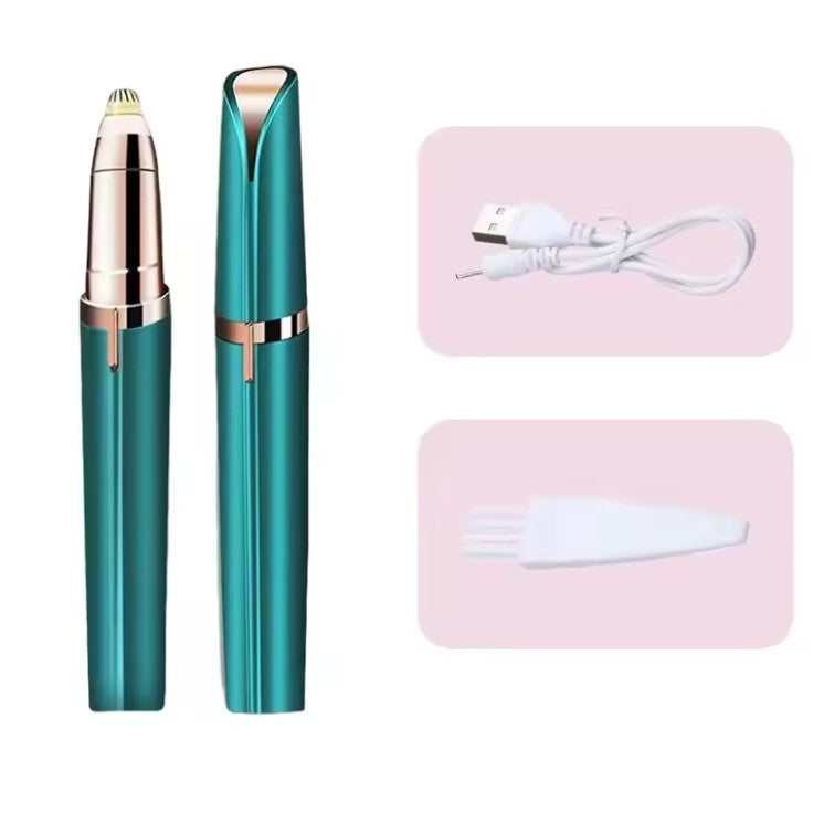 Trimmer Facial, Flippy, pentru Sprancene, Incarcare USB, 1.5 x 13 cm, din ABS, Verde