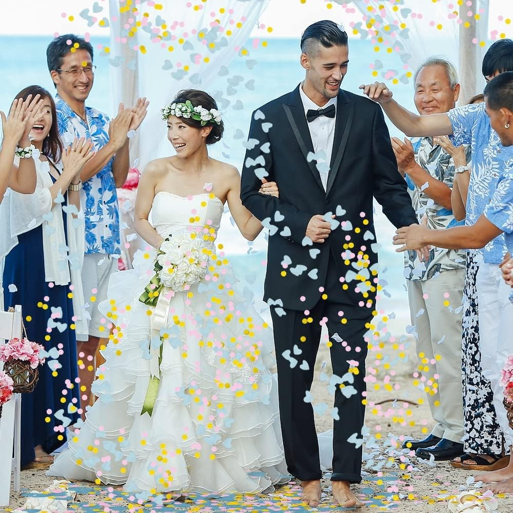 Tun Confetti, Flippy, Best Wishes, Confetti Inimioare si Paiete, 60 x 5 cm, Roz Auriu