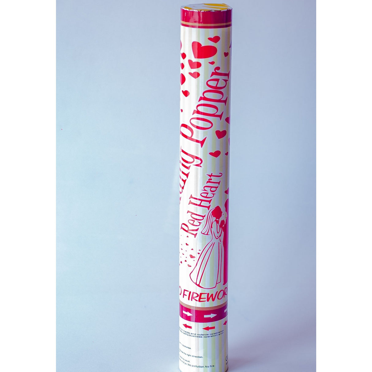 Tun Confetti, Flippy, Model Wedding Popper Inimi, 40 cm, Ambalaj din Carton, Eliberare prin Rasucire, Rosu