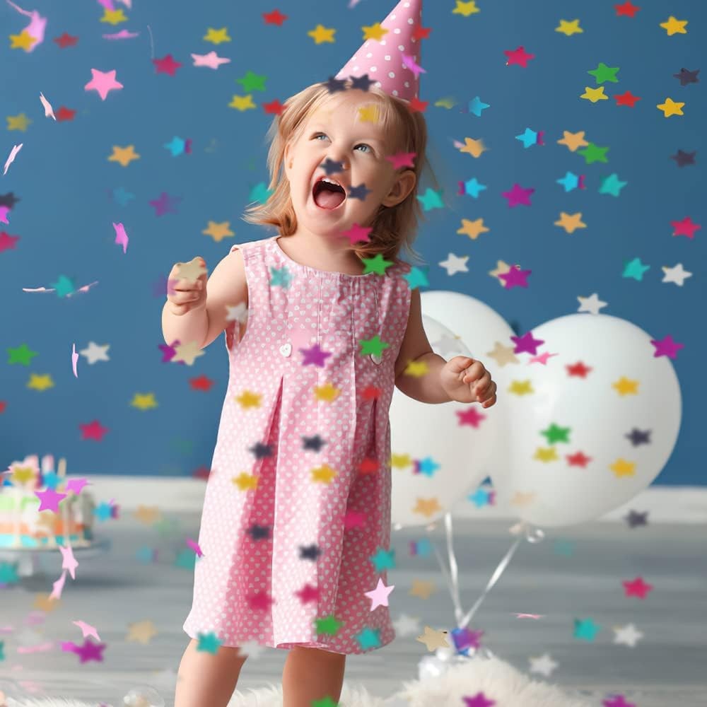 Tun de Confetti, Flippy, Party Popper, 60x5 cm, Model Stelute, Inimioare, Paiete, Lucioase, 3 cm Diametru, Multicolor