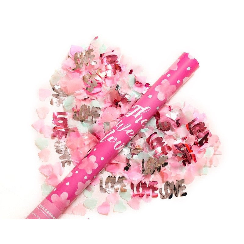 Tun Confetti, Flippy, Confetti Inimioare si Mesaj Love, 40 x 5 cm, Roz Alb