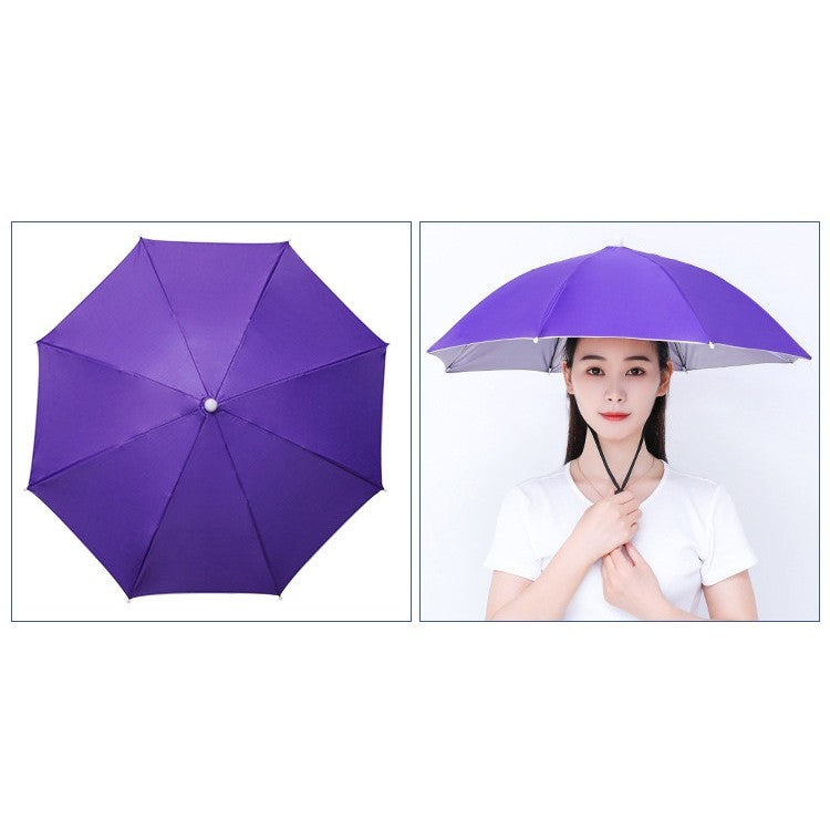 Umbrela de Cap, Vivimall, Diametru 69 cm, Snur Reglabil de Cap, Protectie UV/Ploaie, Mov - vivimall.ro