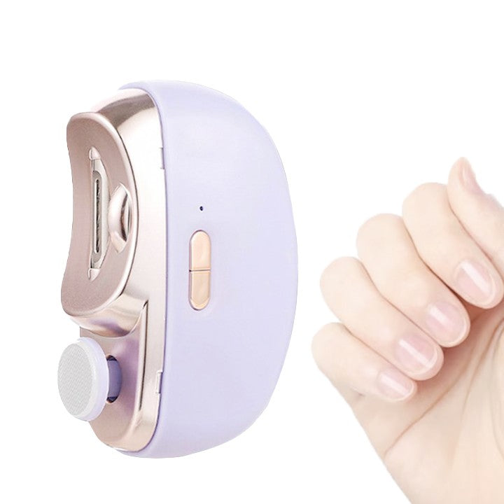 Unghiera Electrica 2 in 1, Flippy, Taiat si Slefuit, 2 Viteze, Lumina LED, Design Ergonomic, Compartiment Resturi, Portabila, Silentioasa 65 db, USB-C, Manichiura, Ideal Pentru Copii si Adulti, 8.5 x 6.8 x 3.3 cm, Violet - vivimall.ro
