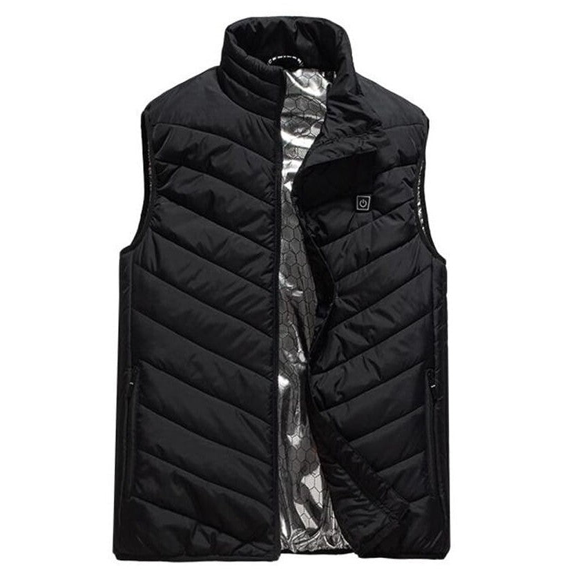 Vesta Inteligenta Incalzita, Flippy, Unisex, 2 Zone de Incalzire, Umplutura Bumbac, 3 Trepte de Temperatura, Incarcare USB, Negru, sub 45 kg, Marime S