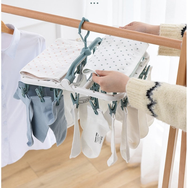 Uscator de Rufe Suspendat Vivimall, cu 40 Carlige, Rotire 360 Grade, Protectie Vant, Pliabil, Patrat, Mateiral Plastic, Usor de Depozitat, Multifunctional, 36 x 24 cm, Alb/Albastru - vivimall.ro