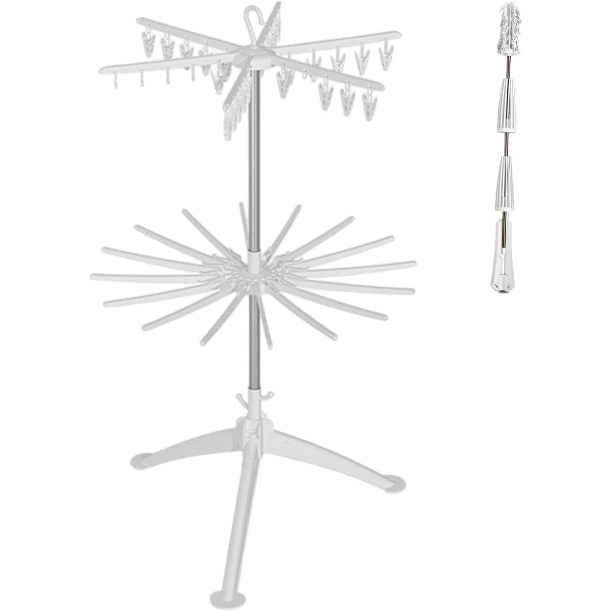 Uscator de Rufe Vertical, Vivimall, 2 Niveluri, Pliabil, din ABS+PP+Otel Inoxidabil, Rotire 360 Grade, 130 x 75 cm, Alb - vivimall.ro