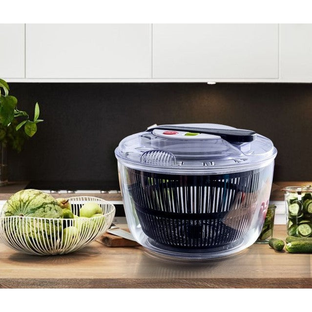 Uscator Manual pentru Salata si Verdeturi, Vivimall, Plastic, 20x20x25 cm, Capacitate 5L, Negru