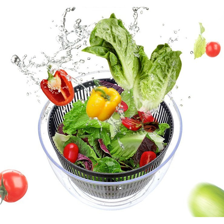 Uscator Manual pentru Salata si Verdeturi, Vivimall, Plastic, 20x20x25 cm, Capacitate 5L, Negru