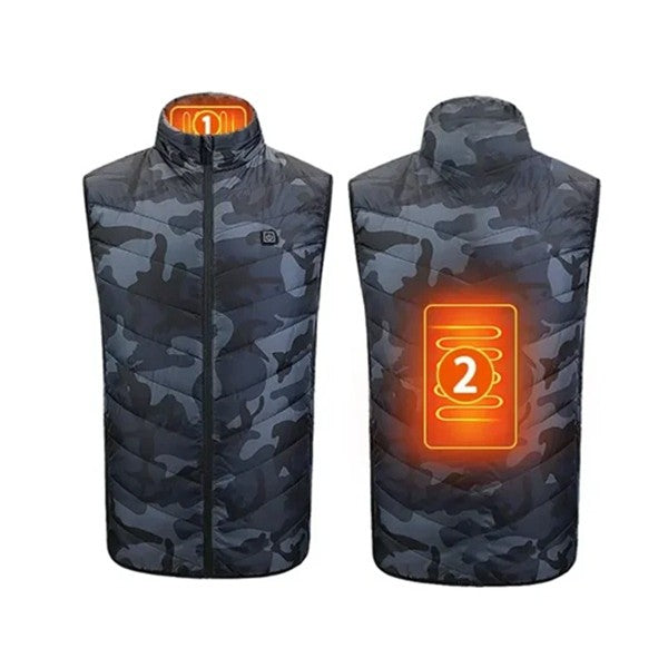 Vesta cu Incalzire, Flippy, Unisex, 2 Zone de Incalzire, Umplutura Bumbac, 3 Trepte de Temperatura, Incarcare USB, Albastru, 65 - 75 kg, Marime XXL - vivimall.ro