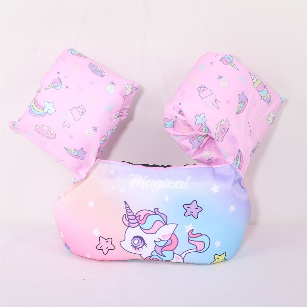 Vesta de salvare pentru copii cu aripioare de inot, Vivimall, Mov, Model unicorn - vivimall.ro