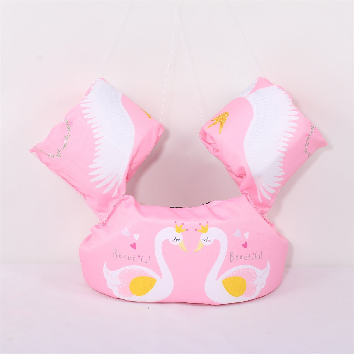 Vesta de salvare pentru copii cu aripioare de inot, Vivimall, Roz, Model lebede - vivimall.ro