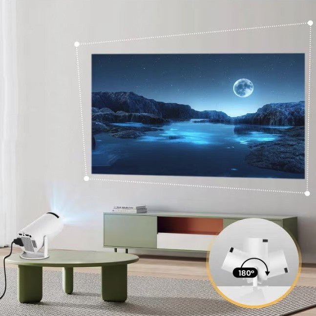 Video Proiector Portabil cilindric HY300, Vivimall, Inteligent, HD 1280×720, Wireless, Compatibil cu Android/iOS, 18 x 11 x 6 cm, Alb - vivimall.ro