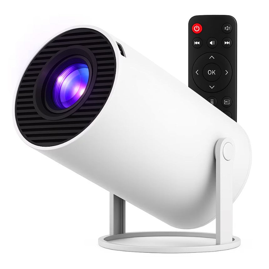 Video Proiector Portabil cilindric HY300PRO, Vivimall, Inteligent, Full HD 1080 x 1280, Wireless, Compatibil cu Android/iOS, 18 x 11 x 6 cm, Alb - vivimall.ro