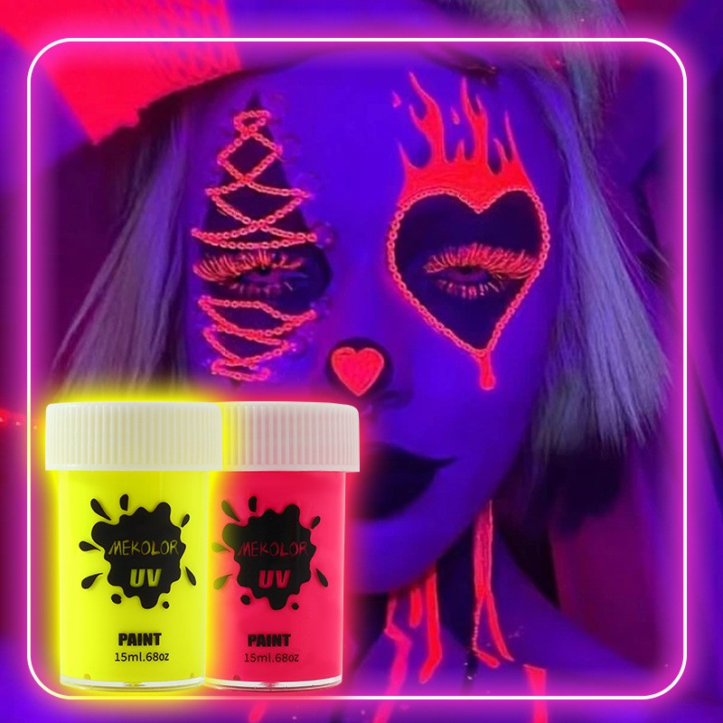 Vopsea pentru Fata si Corp, Vivimall, cu Pigment Fosforescent UV, 15 ml, Galben - vivimall.ro