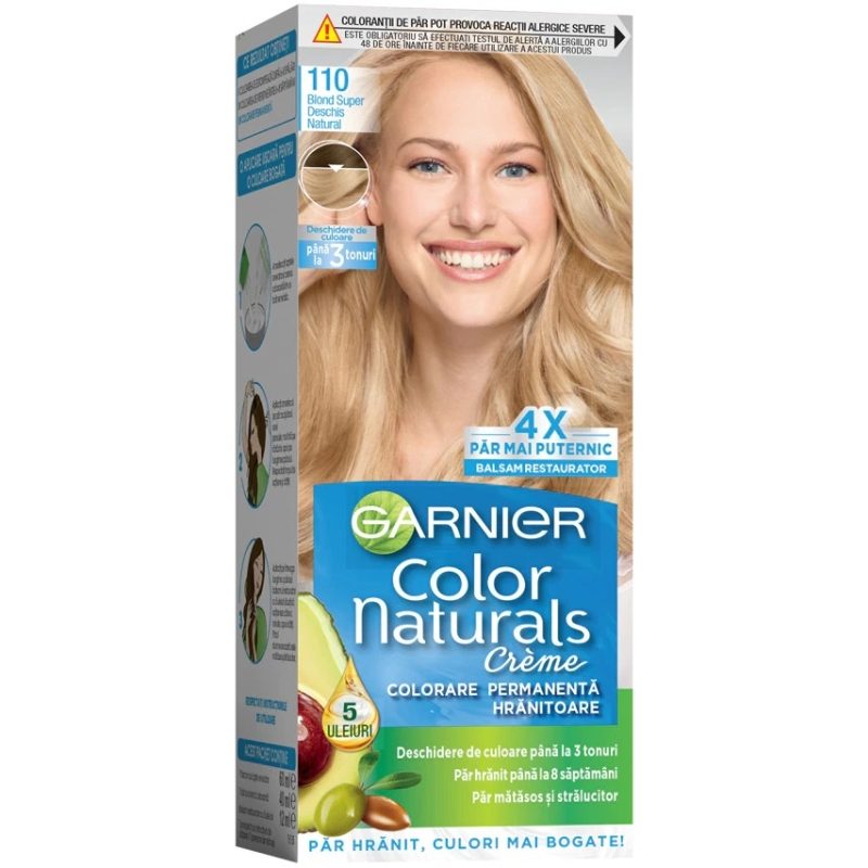 Vopsea de păr Garnier Color Naturals nuanța 110 Blond Natural Super Deschis, vedere frontală ambalaj complet