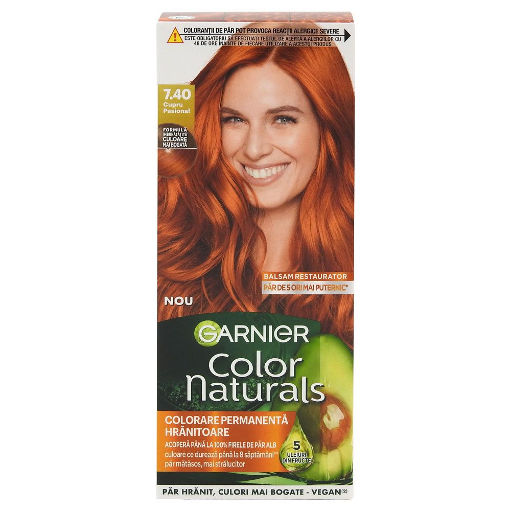 Vopsea pentru Par, Garnier Color Naturals, 7/40, Nuanta de Cupru Pasional