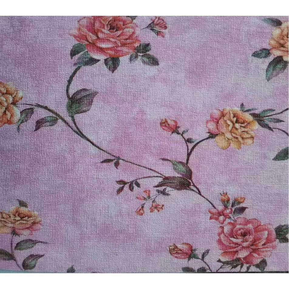 Rola Autoadeziva pentru Perete, Vivimall, din Panza, 10 m, Rezistenta la Umezeala, 2.5 mm Grosime, Model Trandafiri, Roz - vivimall.ro