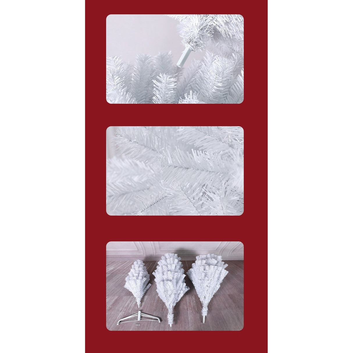 Brad de Craciun artificial cu suport inclus Vivimall, 180 cm, 600 ramuri/varfuri, material plastic, suport clasic, fara iluminare, utilizat pentru interior/exterior, alb