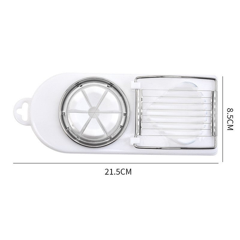 Feliator multifunctional Vivimall pentru oua, mozzarela, fructe, 2 forme de feliere, agatatoare, 20 cm, Alb - vivimall.ro