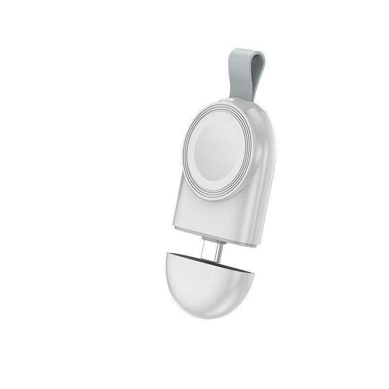 Încărcător wireless magnetic Apple Watch cu port USB-C, culoare albă, vedere frontală
