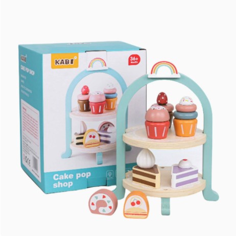 Jucărie educativă Montessori Flippy din lemn masiv, detaliu etajeră cu 2 niveluri, culori pastelate