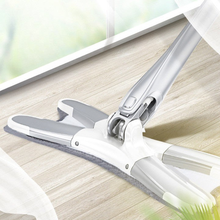 Mop Plat, Vivimall, cu Sistem de Stoarcere, 2 Lavete Incluse, Lungime Telescopica 140 cm, Argintiu - vivimall.ro