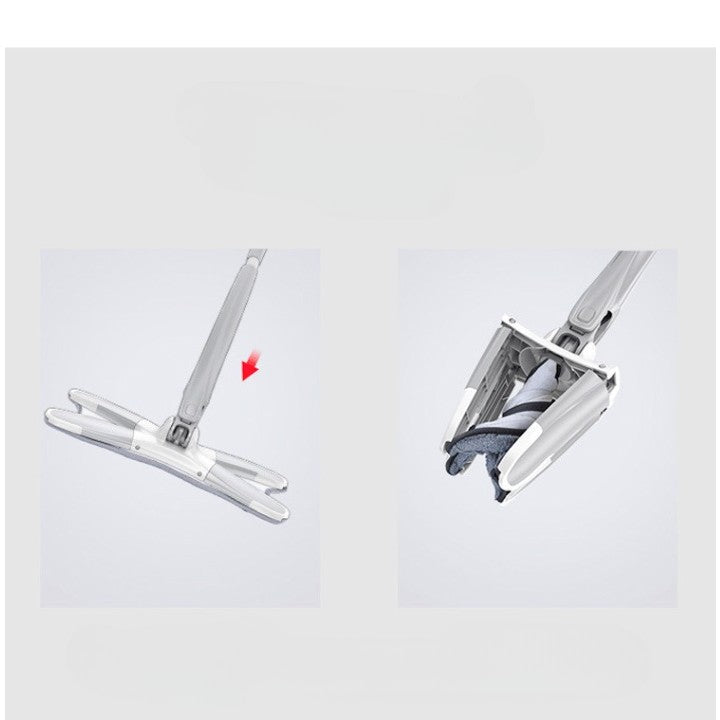 Mop Plat, Vivimall, cu Sistem de Stoarcere, 2 Lavete Incluse, Lungime Telescopica 140 cm, Argintiu - vivimall.ro