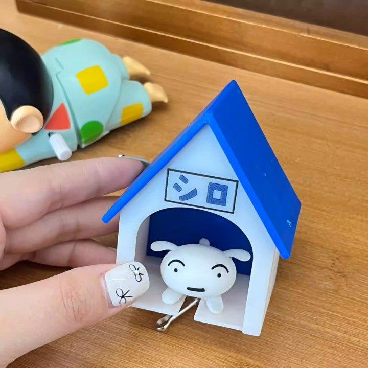 Suport de Chei, Vivimall, Model Casuta si Breloc Caine Alb, 7x6x4cm - vivimall.ro