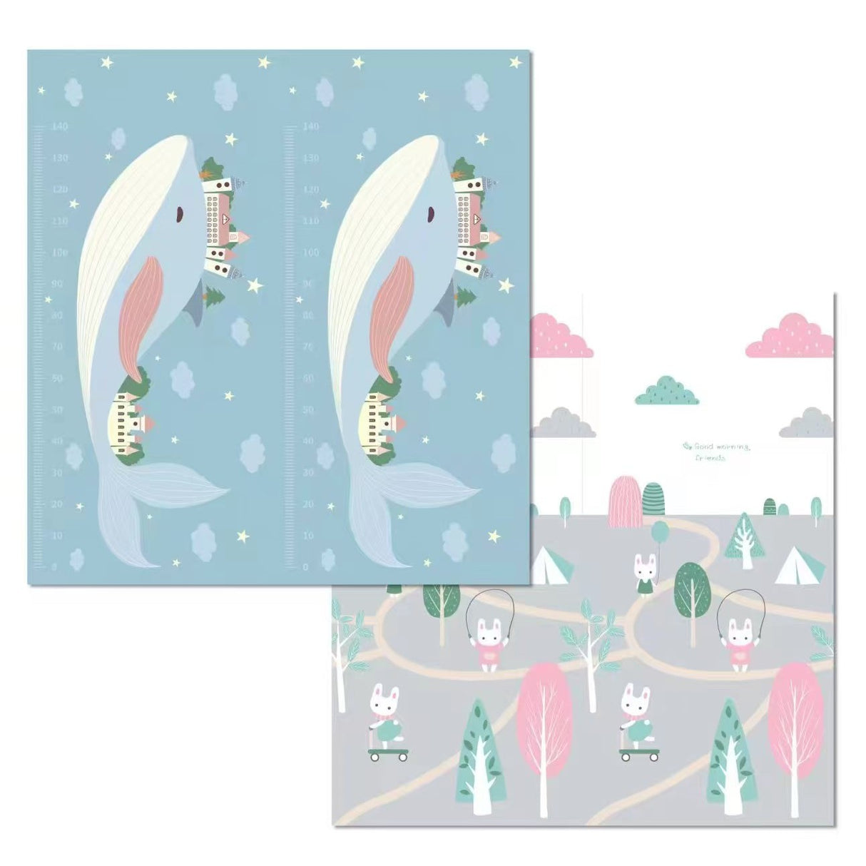 Covoras Pentru Copii, Cu 2 Fete, Din Xpe+Pe, Impermeabil, Antiderapant, Protectie Termica, +3 Luni, Pliabil - vivimall.ro