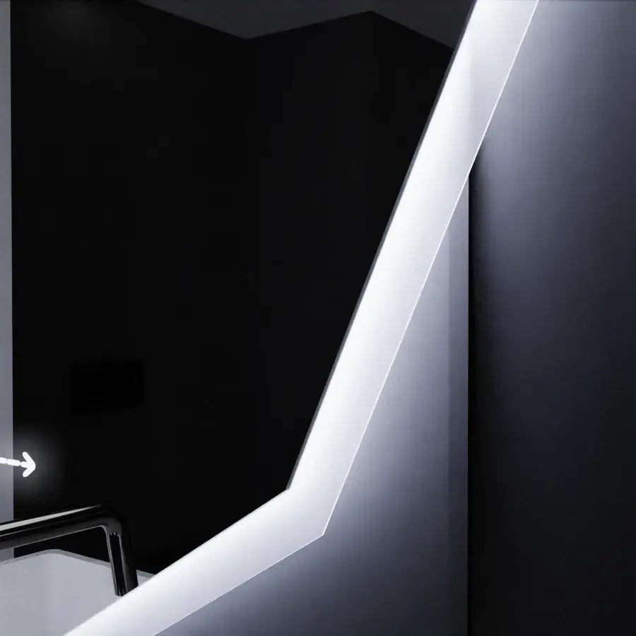 Oglinda Led Poligon, 70Cm, Judith Senzor Motionglow Marcello, Sistem Dezaburire, Ceas & Termometru - vivimall.ro