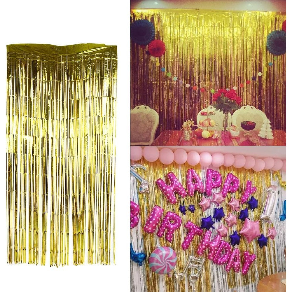 Perdea Franjurata, Pentru Fundal De Poze, Amenajare Colorata A Petrecerii, Dimensiune , Gold - vivimall.ro