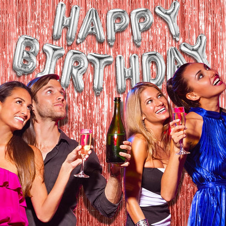 Perdea Franjurata, Vivimall, Model Decor Petrecere, pentru Fundal de Poze, Amenajare Colorata a Petrecerii, Dimensiune 100x200 cm, Rose Gold