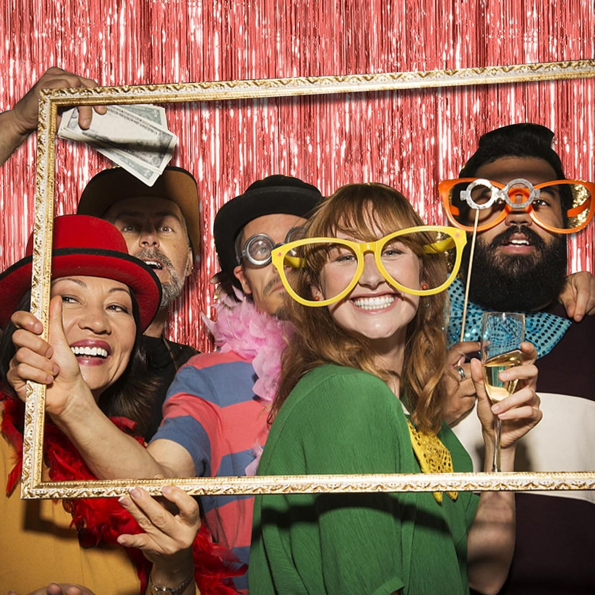 Perdea Franjurata, Vivimall, Model Decor Petrecere, pentru Fundal de Poze, Amenajare Colorata a Petrecerii, Dimensiune 100x200 cm, Rose Gold